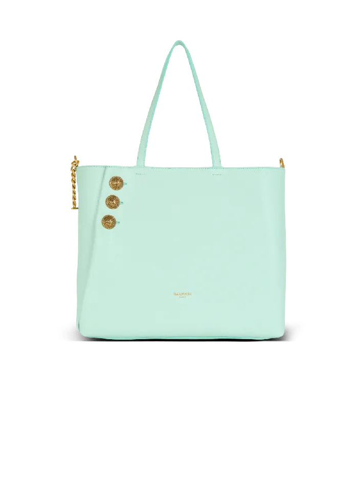 Balmain Tote Bags Women Emblegraveme Grained Calfskin Tote Bag Blue