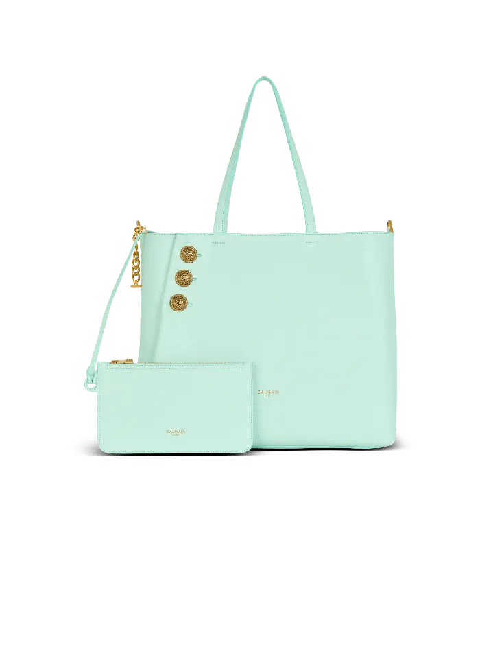 Balmain Tote Bags Women Emblegraveme Grained Calfskin Tote Bag Blue