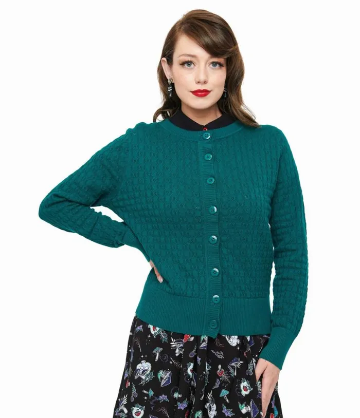 Banned 1950s Green Katie Cardigan Clothing Unique Vintage Sweaters and Cardigans