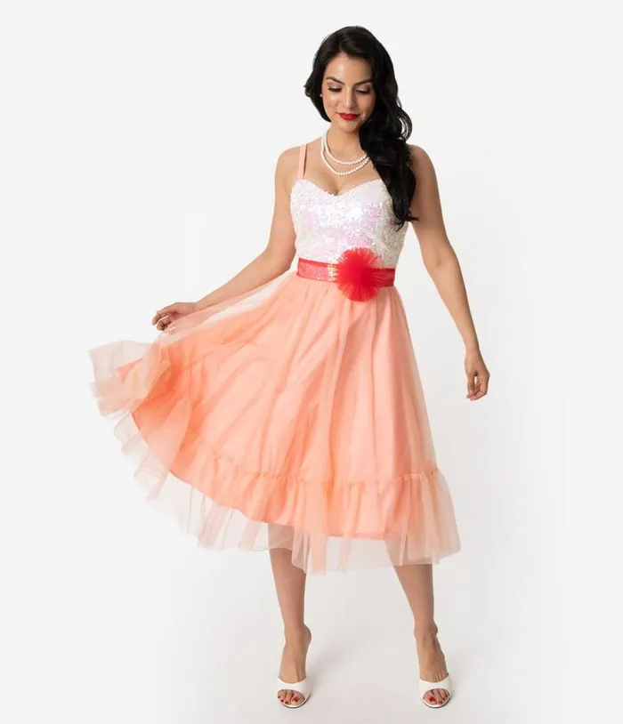Barbie X Peaches N Cream Chiffon Dress DressesPlus Unique Vintage Swing