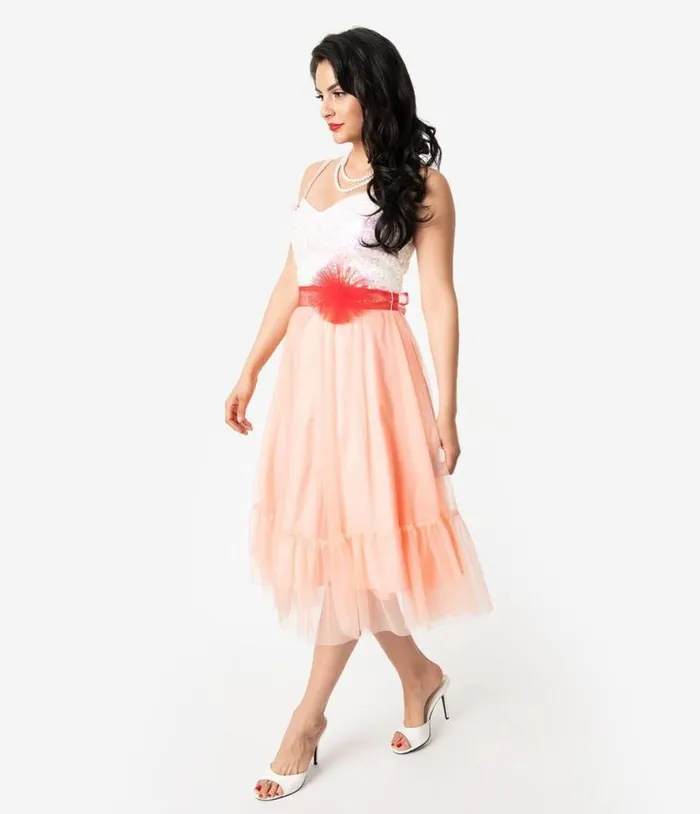 Barbie X Peaches N Cream Chiffon Dress DressesPlus Unique Vintage Swing