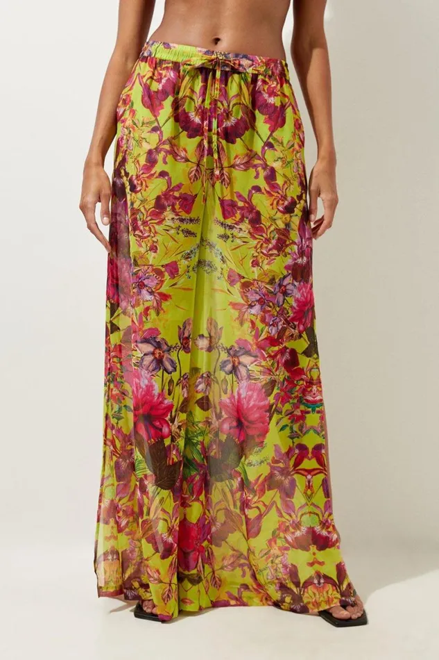 Beachwear Women Karen Millen Mirrored Floral Georgette Beach Trousers Pink