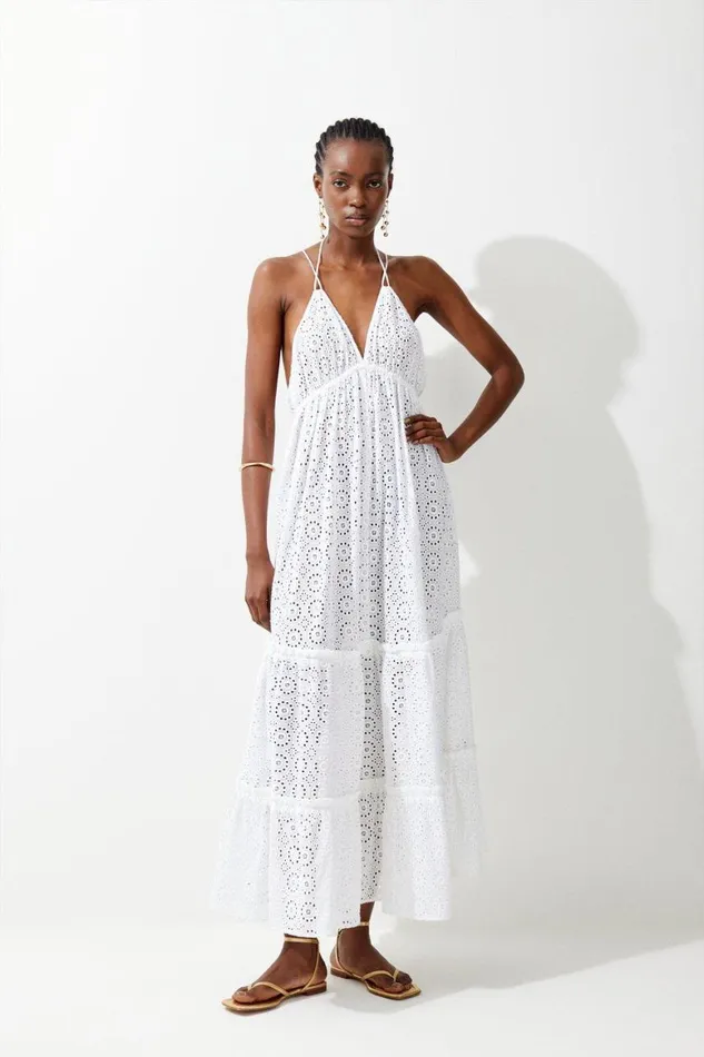 Beachwear Women Karen Millen Tiered Maxi Beach Dress White