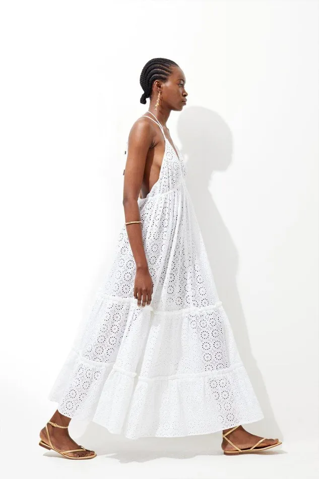 Beachwear Women Karen Millen Tiered Maxi Beach Dress White