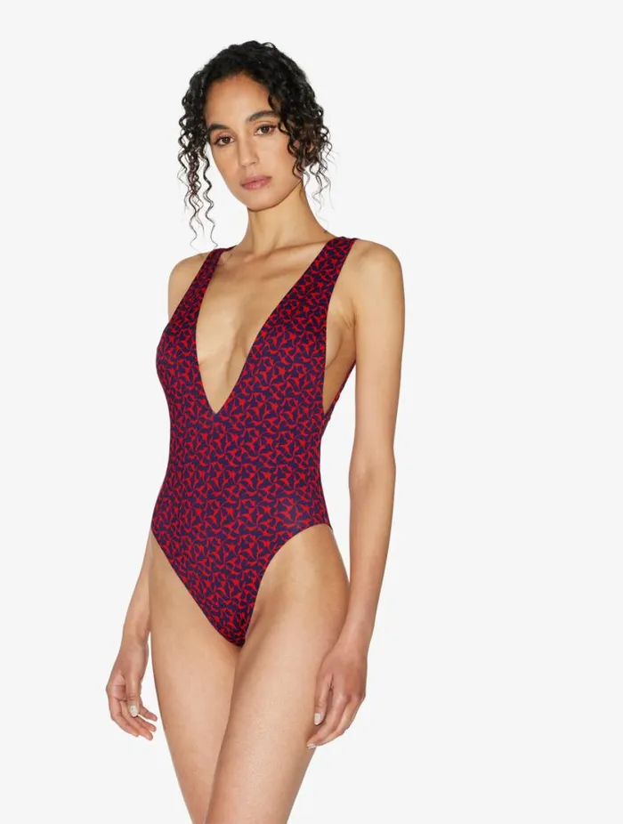 Belted Swimsuit In Red And Blue Swim La Perla OnePiece Bathing Suits
