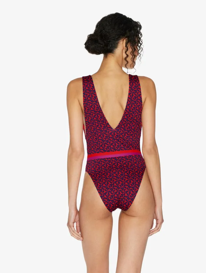 Belted Swimsuit In Red And Blue Swim La Perla OnePiece Bathing Suits