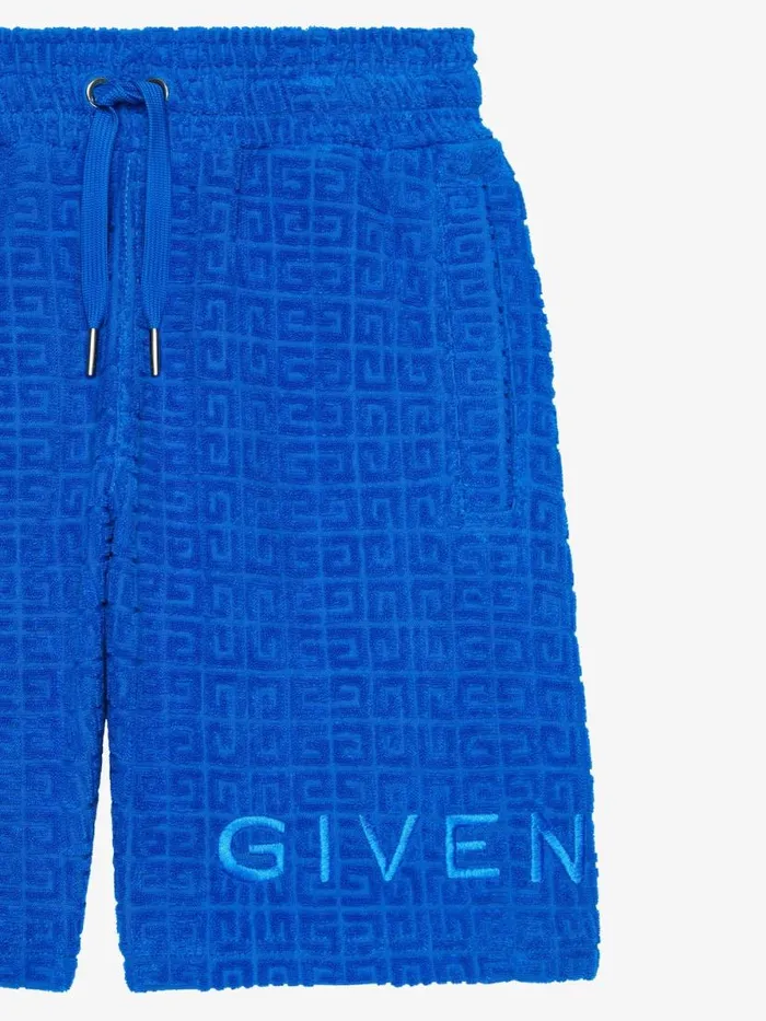 Bermuda Shorts In 4g Cotton Towelling Jacquard Royal Blue Kids Givenchy