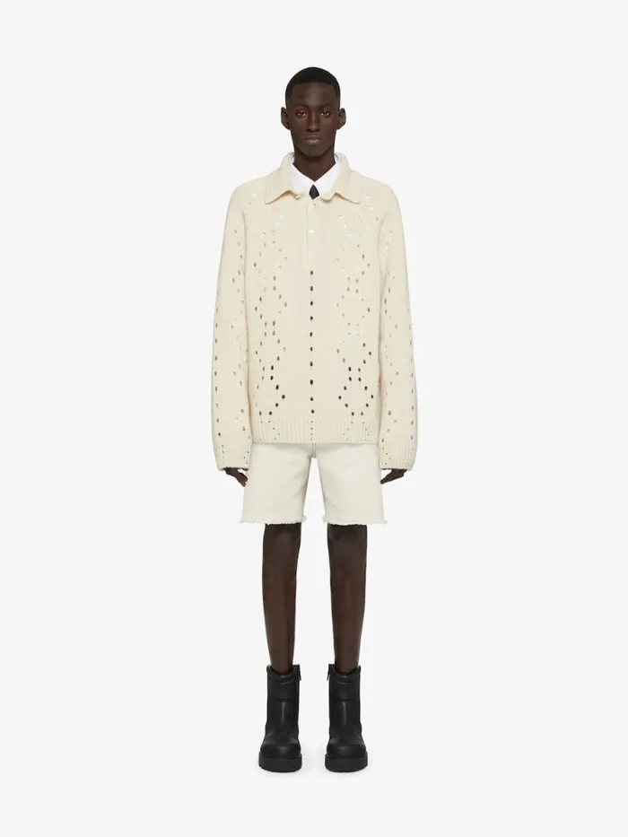 Bermuda Shorts In Denim Rtd Greige Men Givenchy Pants and Shorts