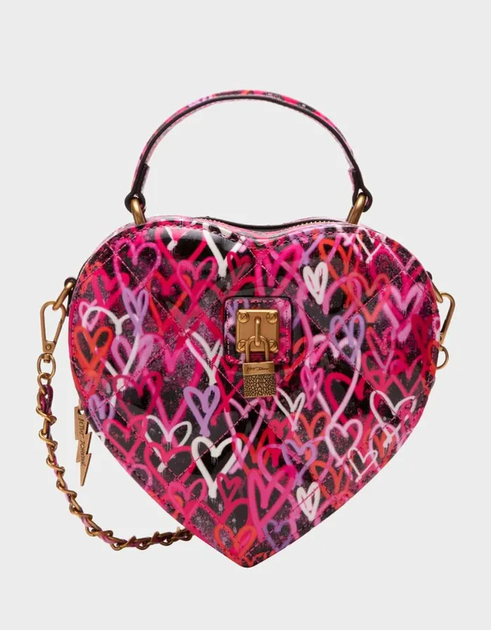 Betsey Johnson Women GRAFFITI LOVE CROSSBODY BLACKMULTI