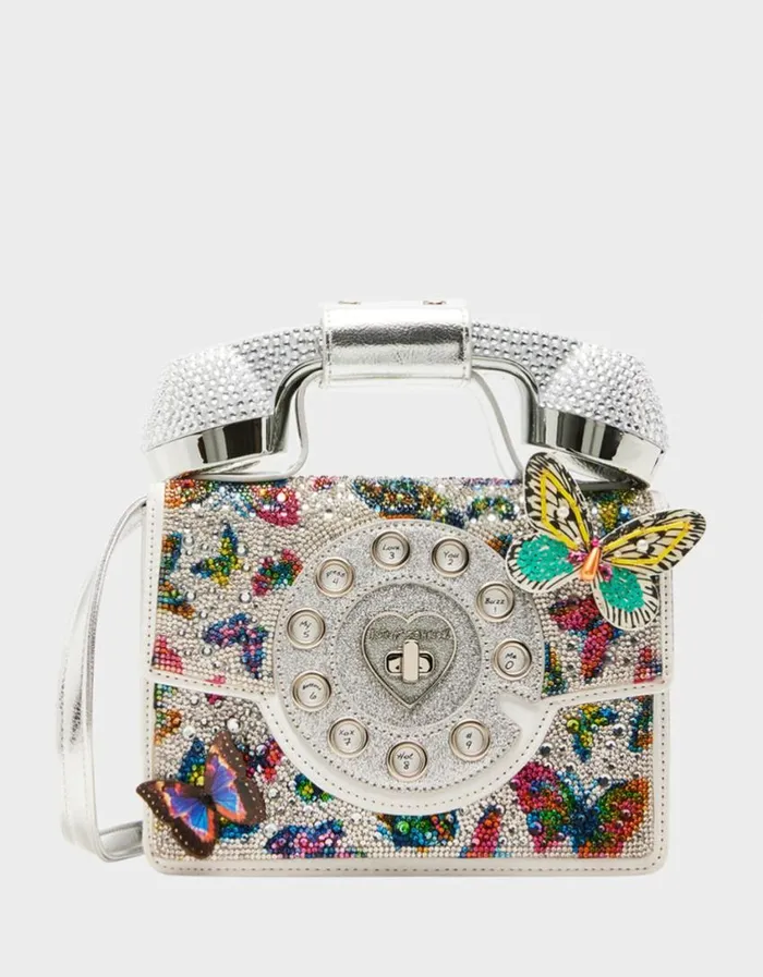 Betsey Johnson Women KITSCH BUTTERFLY PHONE BAG SILVERMULTI Silvermulti