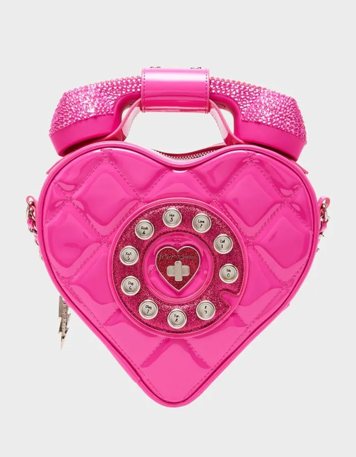 Betsey Johnson Women KITSCH PHONE TAG CROSSBODY PINK