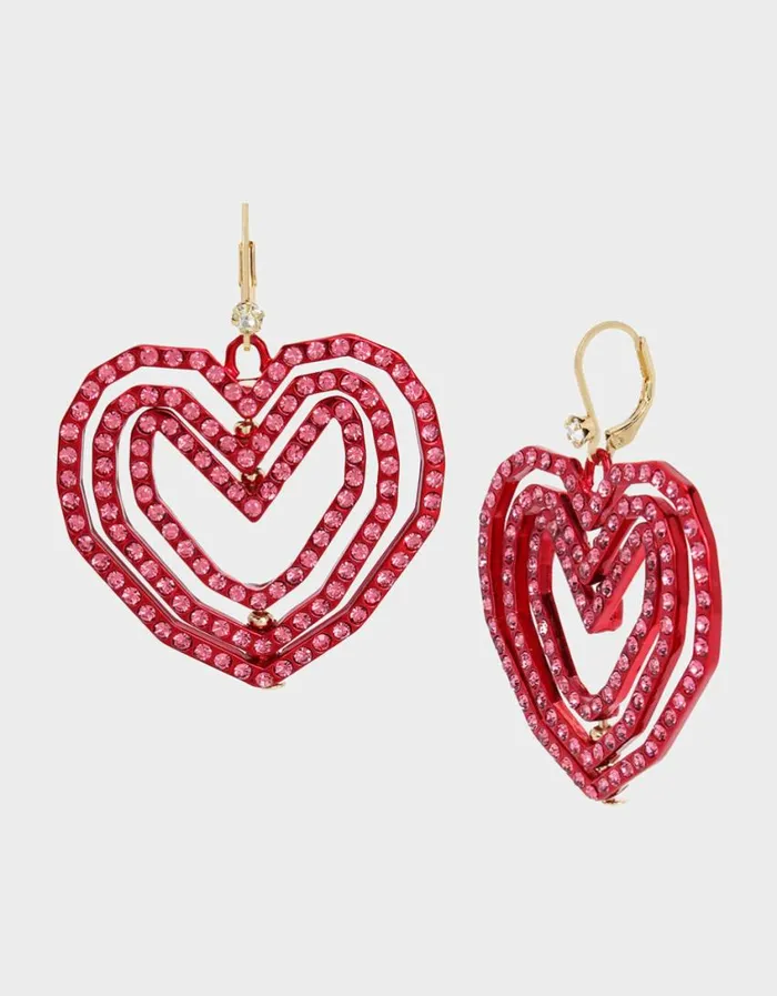 Betsey Johnson Women LOOK INTO YOUR HEART HOOK EARRINGS RED