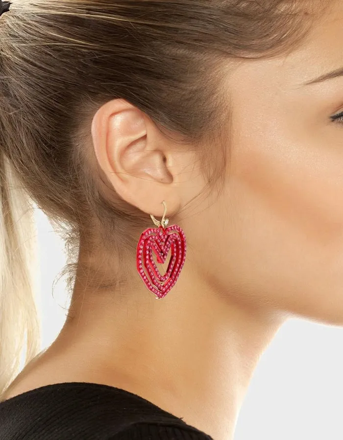 Betsey Johnson Women LOOK INTO YOUR HEART HOOK EARRINGS RED Betsey Johnson Women LOOK INTO YOUR HEART HOOK EARRINGS RED
