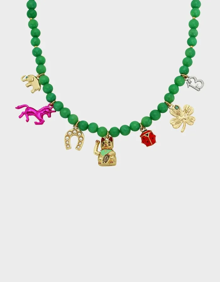 Betsey Johnson Women LUCKING OUT CHARM NECKLACE MULTI