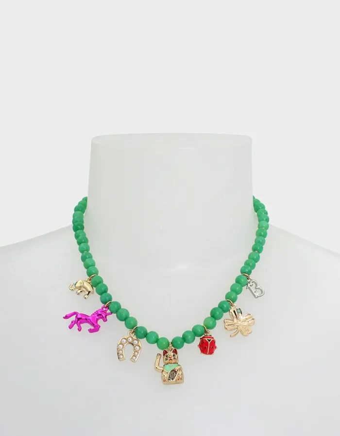 Betsey Johnson Women LUCKING OUT CHARM NECKLACE MULTI Betsey Johnson Women LUCKING OUT CHARM NECKLACE MULTI