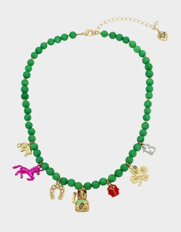 Betsey Johnson Women LUCKING OUT CHARM NECKLACE MULTI Betsey Johnson Women LUCKING OUT CHARM NECKLACE MULTI