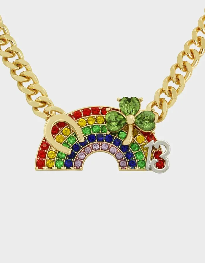 Betsey Johnson Women LUCKING OUT RAINBOW PENDANT NECKLACE RAINBOW