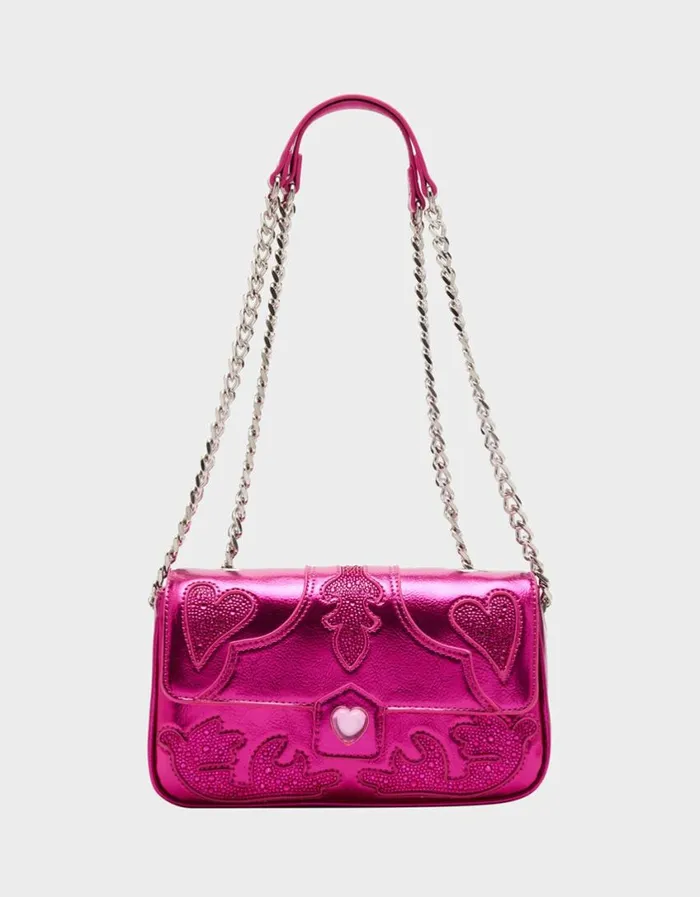 Betsey Johnson Women RODEO RHINESTONES FLAP BAG PINK Pink