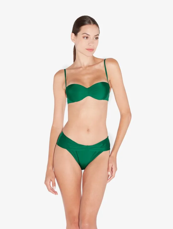 Bikini Brief In Green With Draped Waist Swim La Perla Bikinis