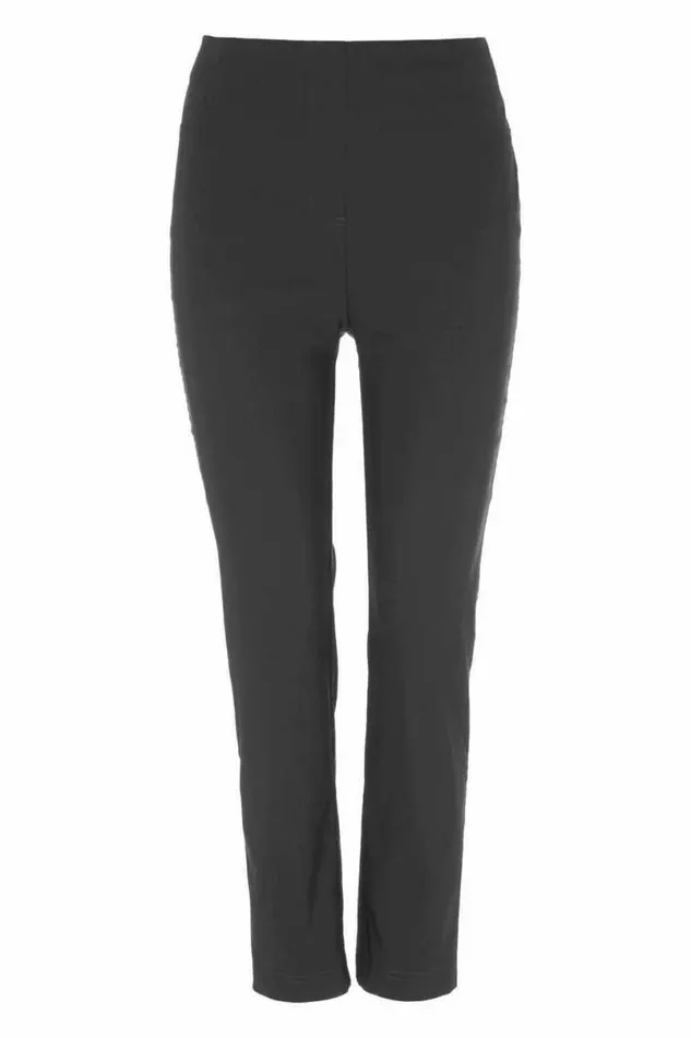 Black 34 Length Stretch Elastic Waist Trouser Women Roman Trousers