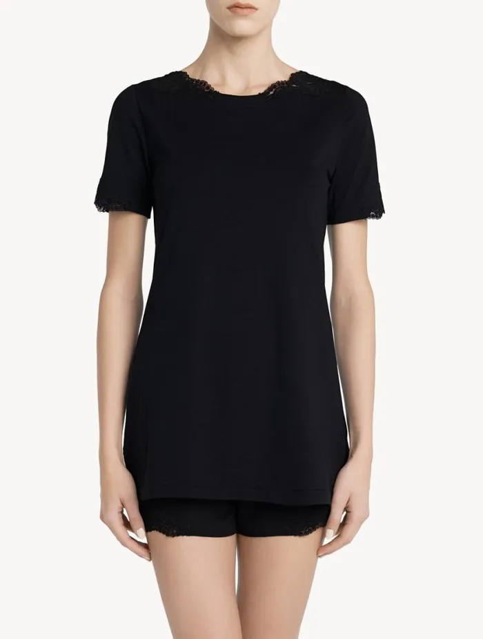 Black Cotton Tshirt Sleepwear La Perla Camisoles