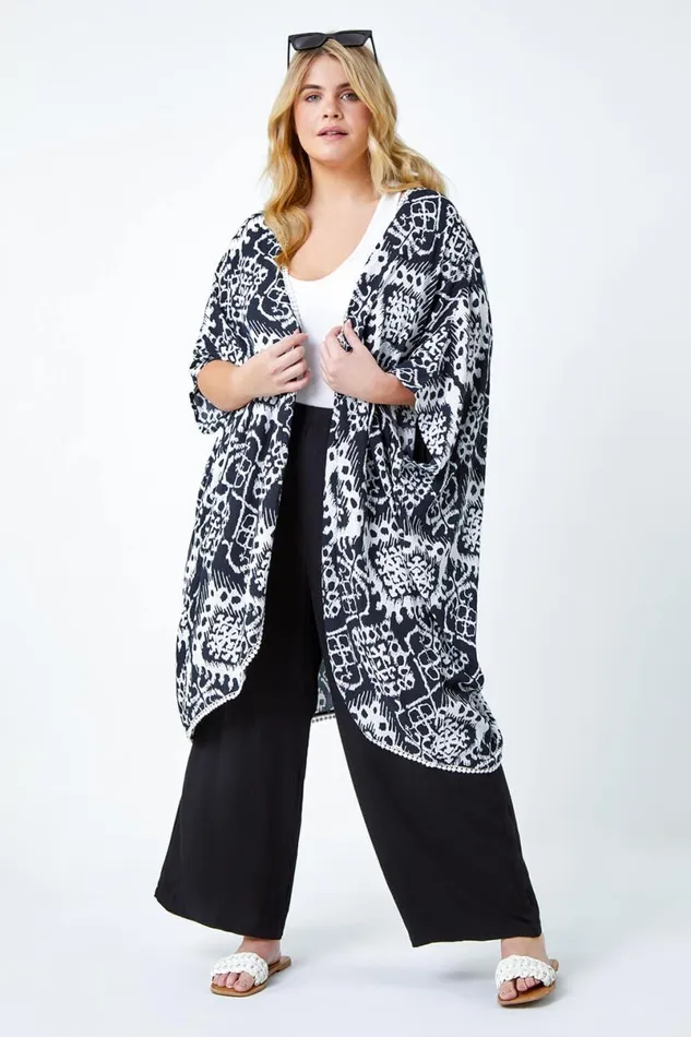 Black Curve Plain Crinkle Wide Leg Trousers Women Roman Trousers