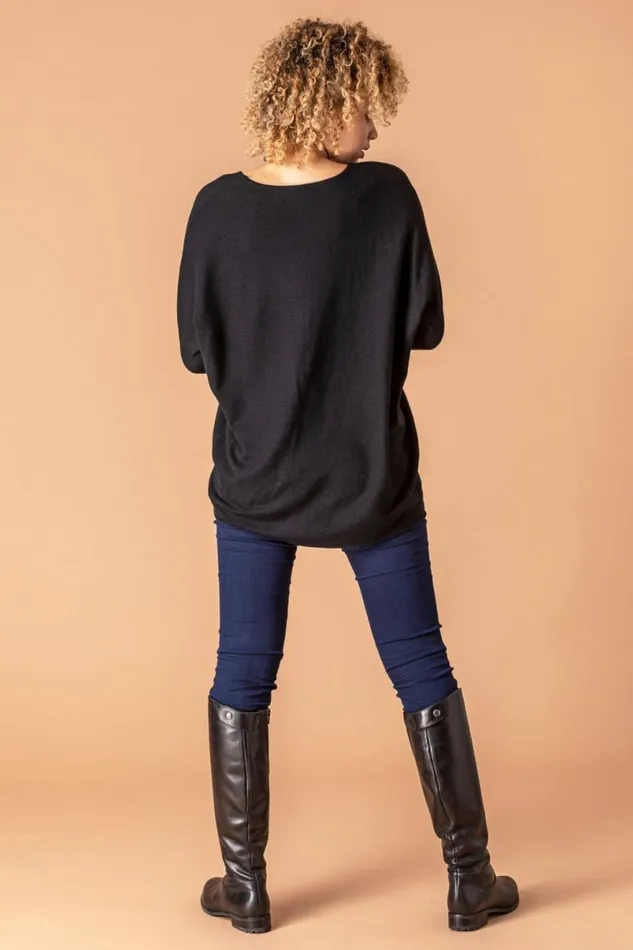 Black Diamante Embellished Star Jumper Women Roman Knitwear