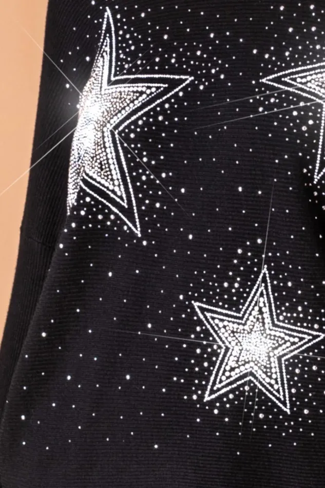 Black Diamante Embellished Star Jumper Women Roman Knitwear