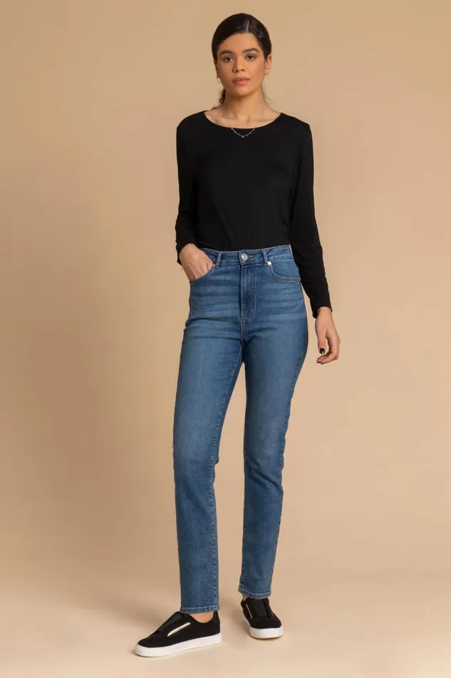 Black Long Sleeve Crew Neck TShirt Women Roman Tops