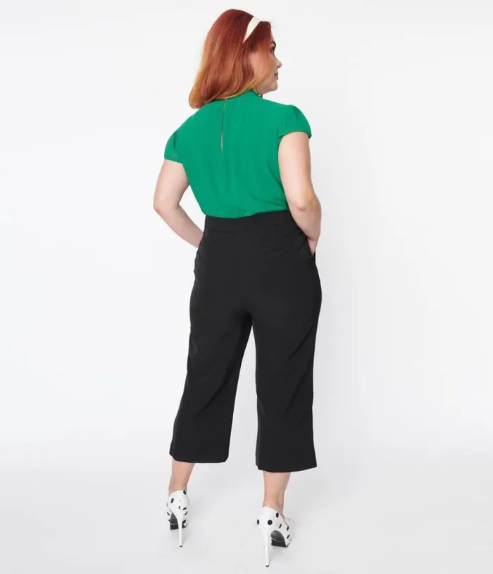 Black Waist Tie Capri Pants ClothingPlus Unique Vintage Pants