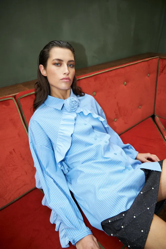 Blooming Shirt 8211 Blue Stripe Women Cras Shirts