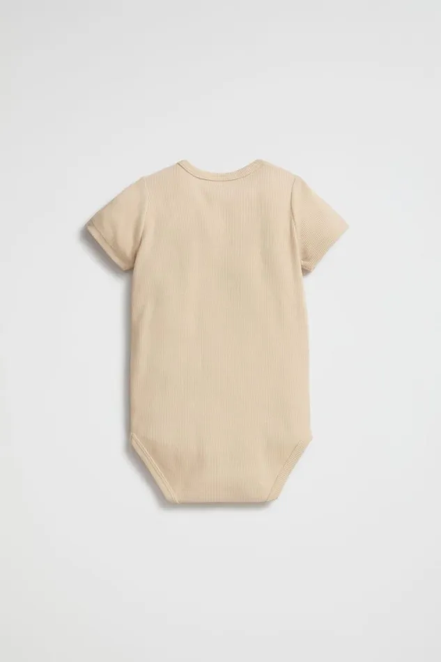 Bodysuits and Onesies Newborn Seed Heritage Logo Rib Bodysuit Soft Sand