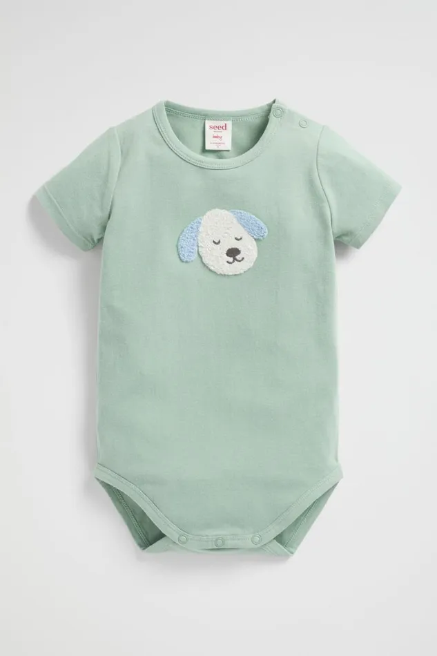 Bodysuits and Onesies Newborn Seed Heritage Puppy Bodysuit Gum Leaf