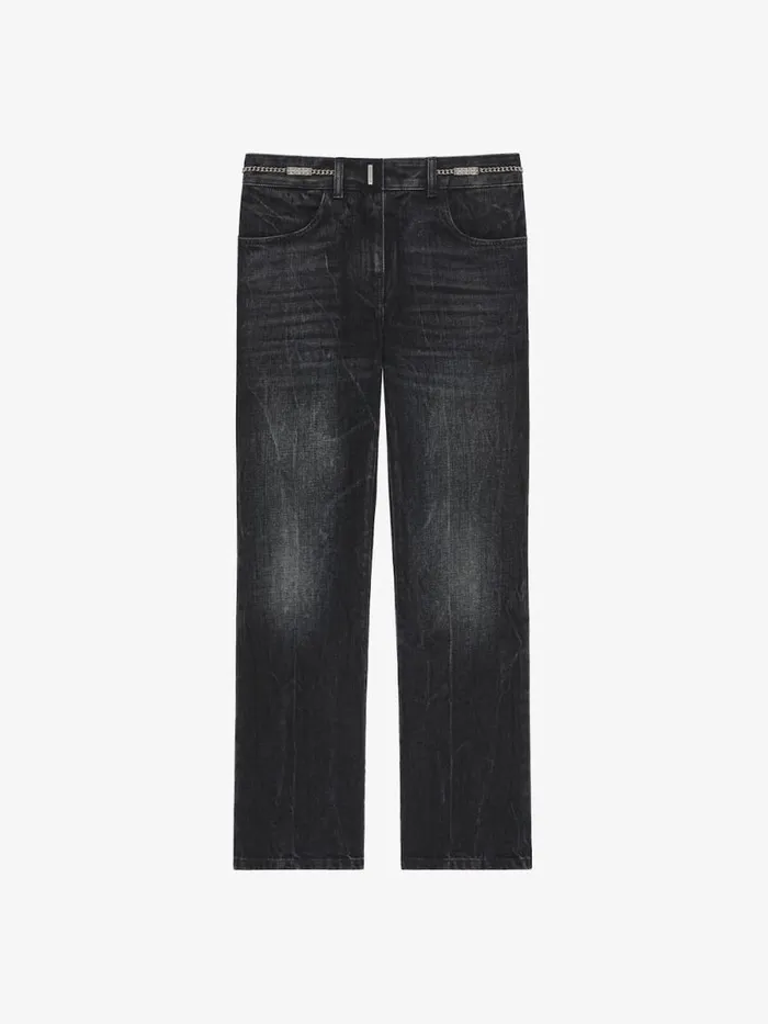 Boot Cut Pants In Denim With Chains Detail Black Women Givenchy Pants and Shorts