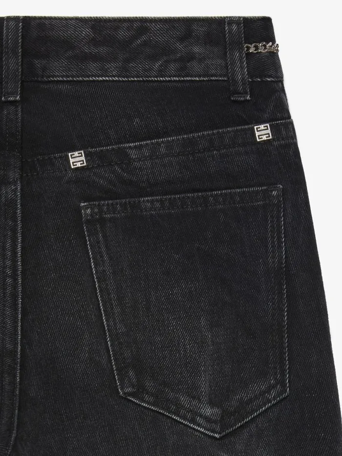 Boot Cut Pants In Denim With Chains Detail Black Women Givenchy Pants and Shorts