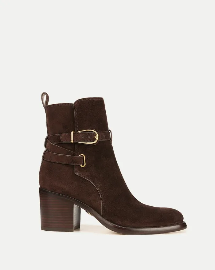 Boots and Booties Shop Veronica Beard Sohelia Suede Ankle Bootie Espresso