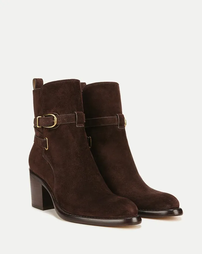 Boots and Booties Shop Veronica Beard Sohelia Suede Ankle Bootie Espresso