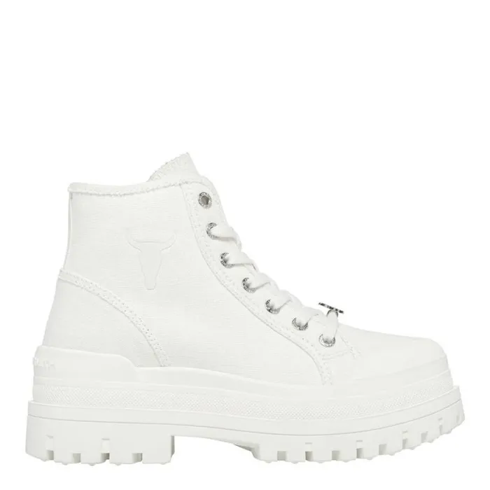Boots Women Windsor Smith DESERVE WHITE PLATFORM BOOTS