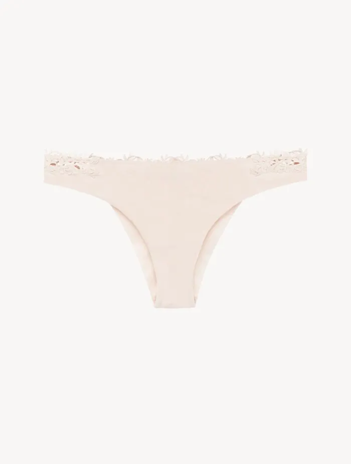 Brazilian Brief In Rose Beige Lycra With Macrame Lingerie La Perla Brazilian