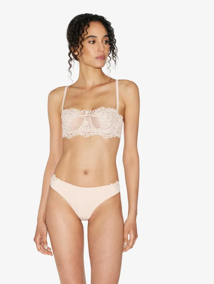 Brazilian Brief In Rose Beige Lycra With Macrame Lingerie La Perla Brazilian