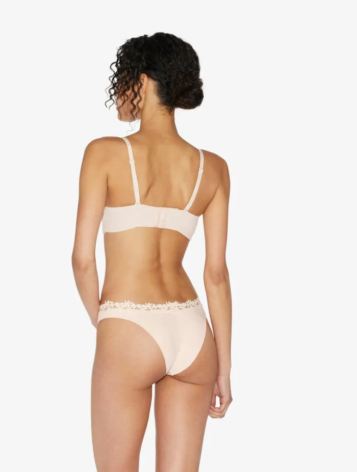 Brazilian Brief In Rose Beige Lycra With Macrame Lingerie La Perla Brazilian