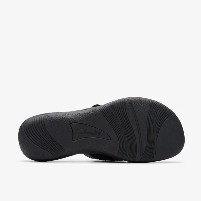 Breeze Sea Black Patent Women Clarks Sandals and Flip Flops