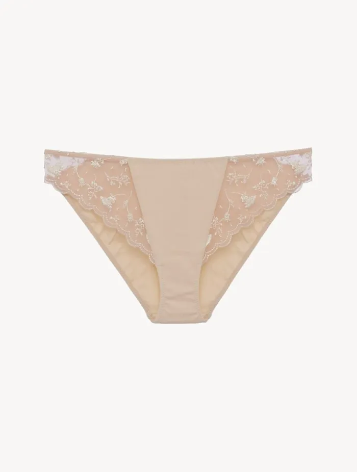 Briefs In Halo And Ivory Nude With Embroidered Tulle Lingerie La Perla Midrise Briefs In Halo And Ivory Nude With Embroidered Tulle Lingerie La Perla Midrise
