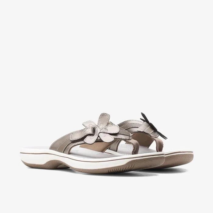 Brinkley Flora Pewter Women Clarks Sandals and Flip Flops