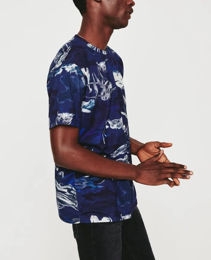 Bryce Crew Garden Camo Navy Multi Men AG Jeans Tees Bryce Crew Garden Camo Navy Multi Men AG Jeans Tees