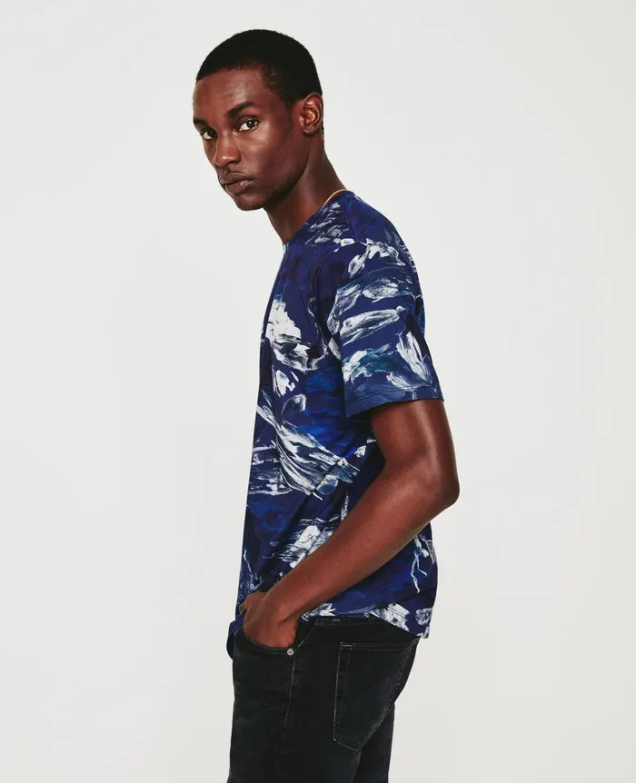 Bryce Crew Garden Camo Navy Multi Men AG Jeans Tees Bryce Crew Garden Camo Navy Multi Men AG Jeans Tees