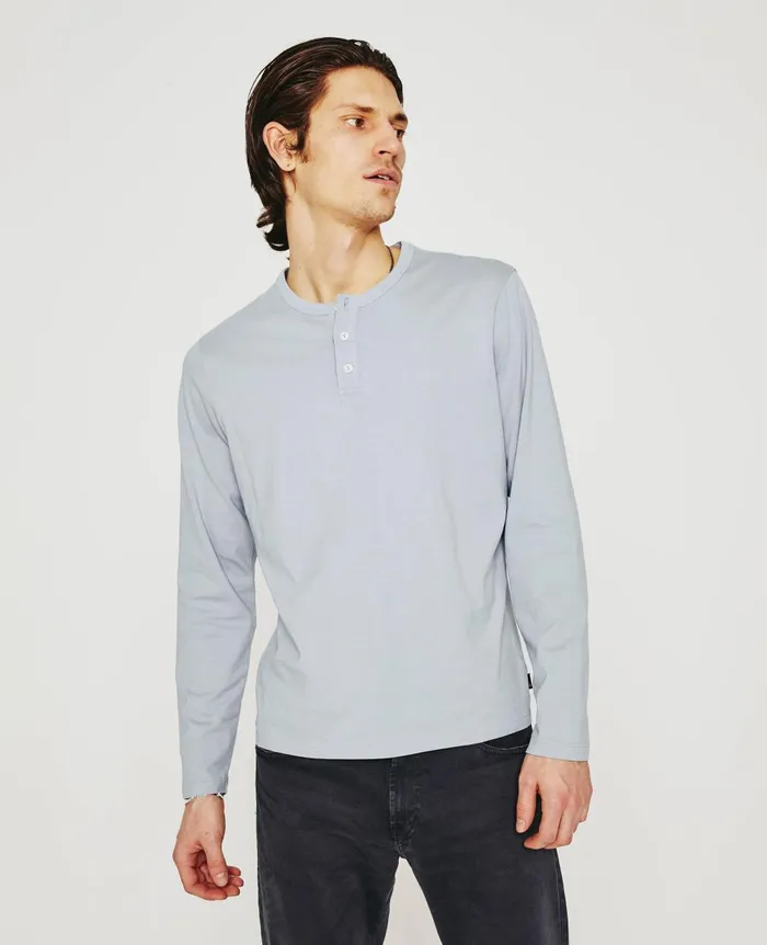 Bryce Long Sleeve Henley White Sands Men AG Jeans Tees