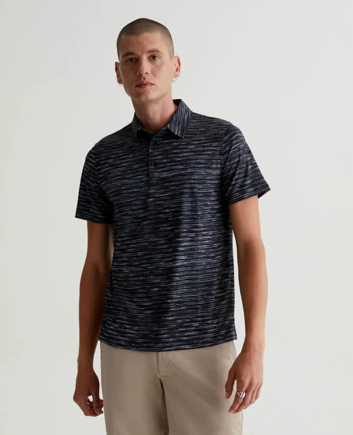 Bryce Polo Slub Stripe Black Men AG Jeans Polos