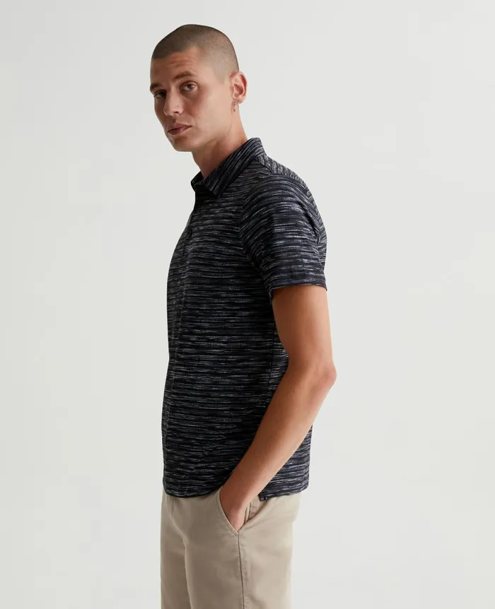Bryce Polo Slub Stripe Black Men AG Jeans Polos Bryce Polo Slub Stripe Black Men AG Jeans Polos