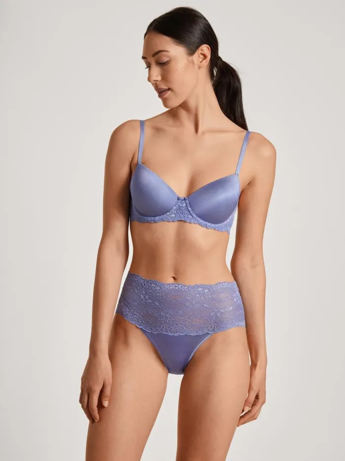 CALIDA Bottoms Women Highwaisted Briefs With Lace Waistband Provence Blue